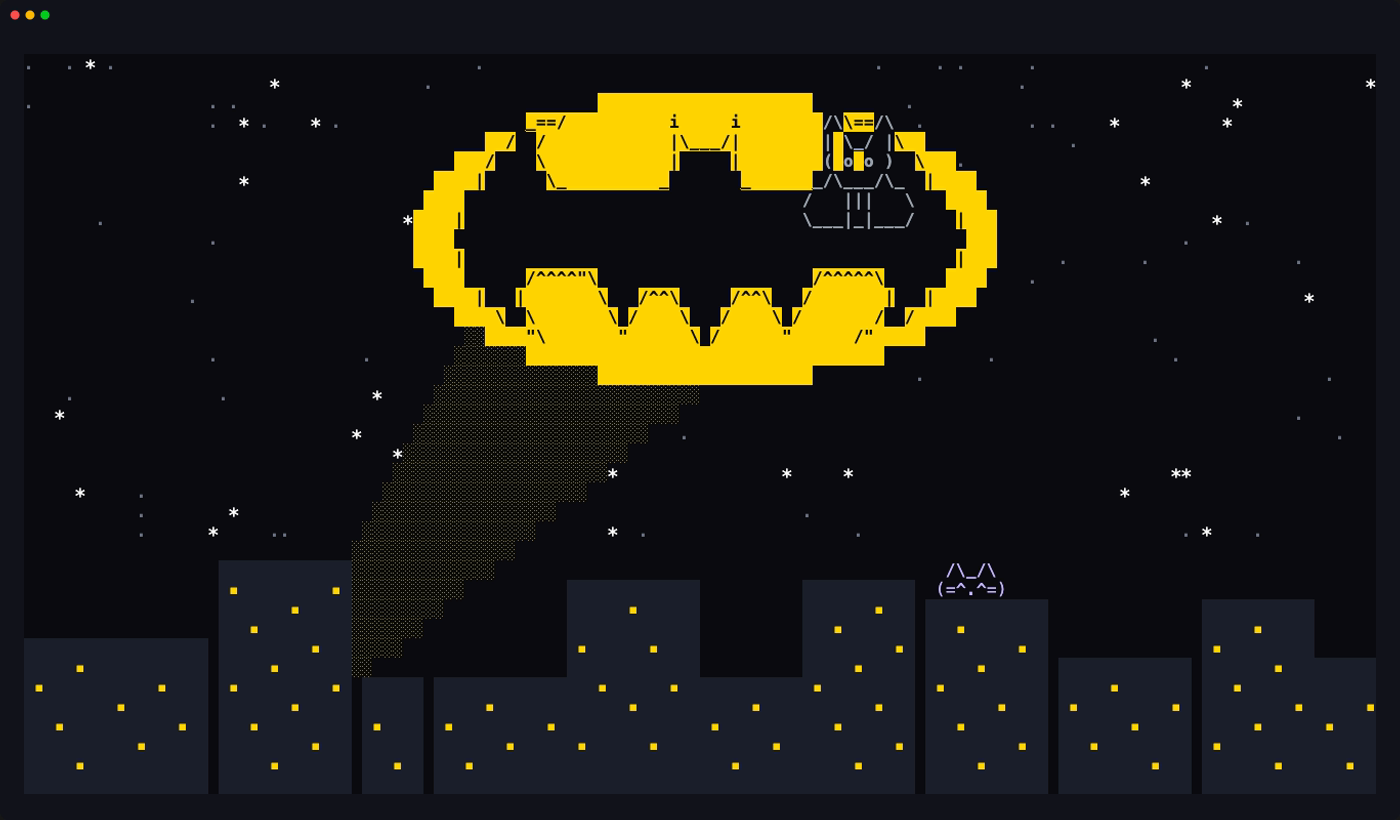 The splash screen: a bat signal over the Gotham skyline