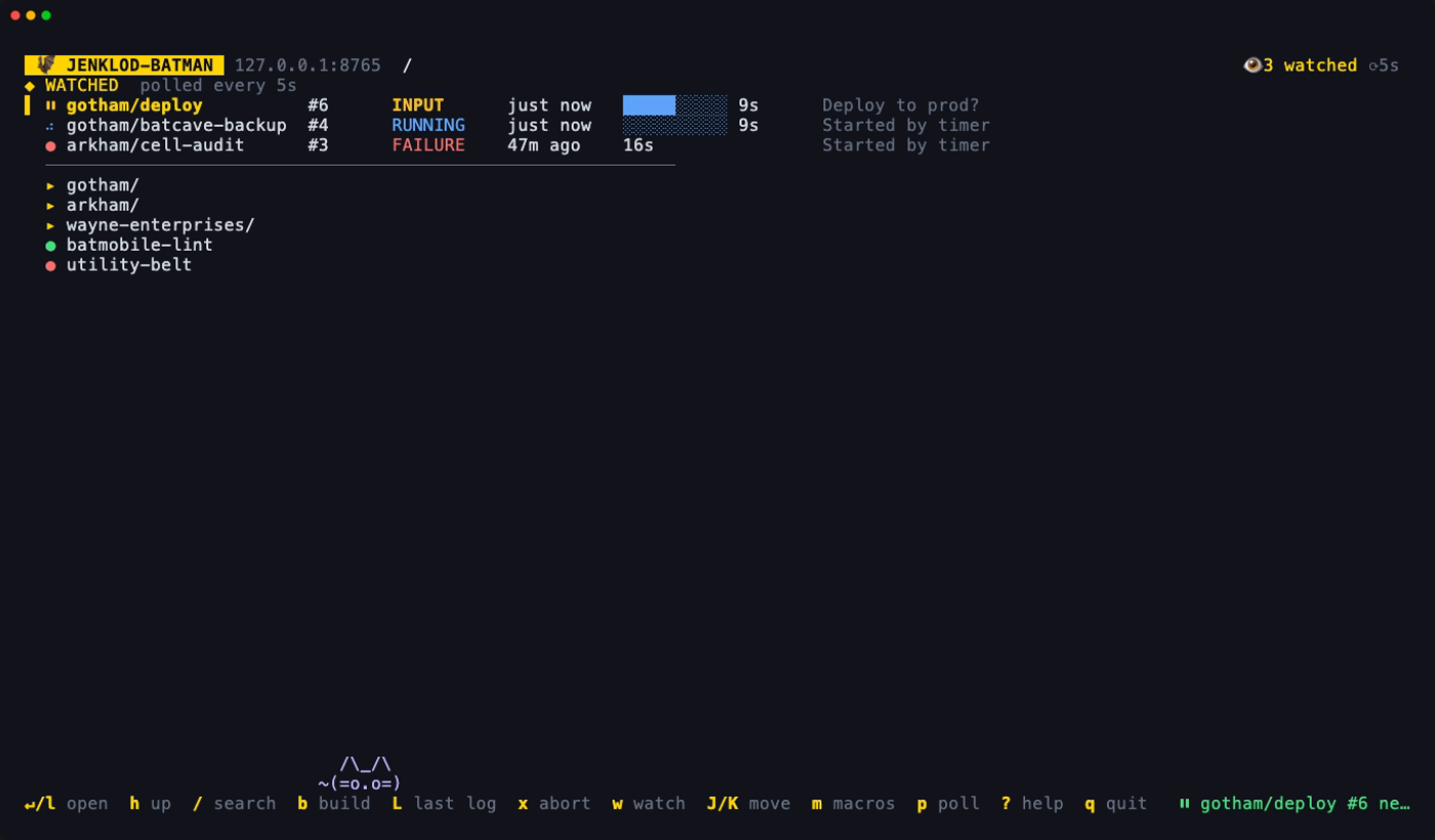 The Watched section: a deploy waiting for input, a backup running, a failed audit